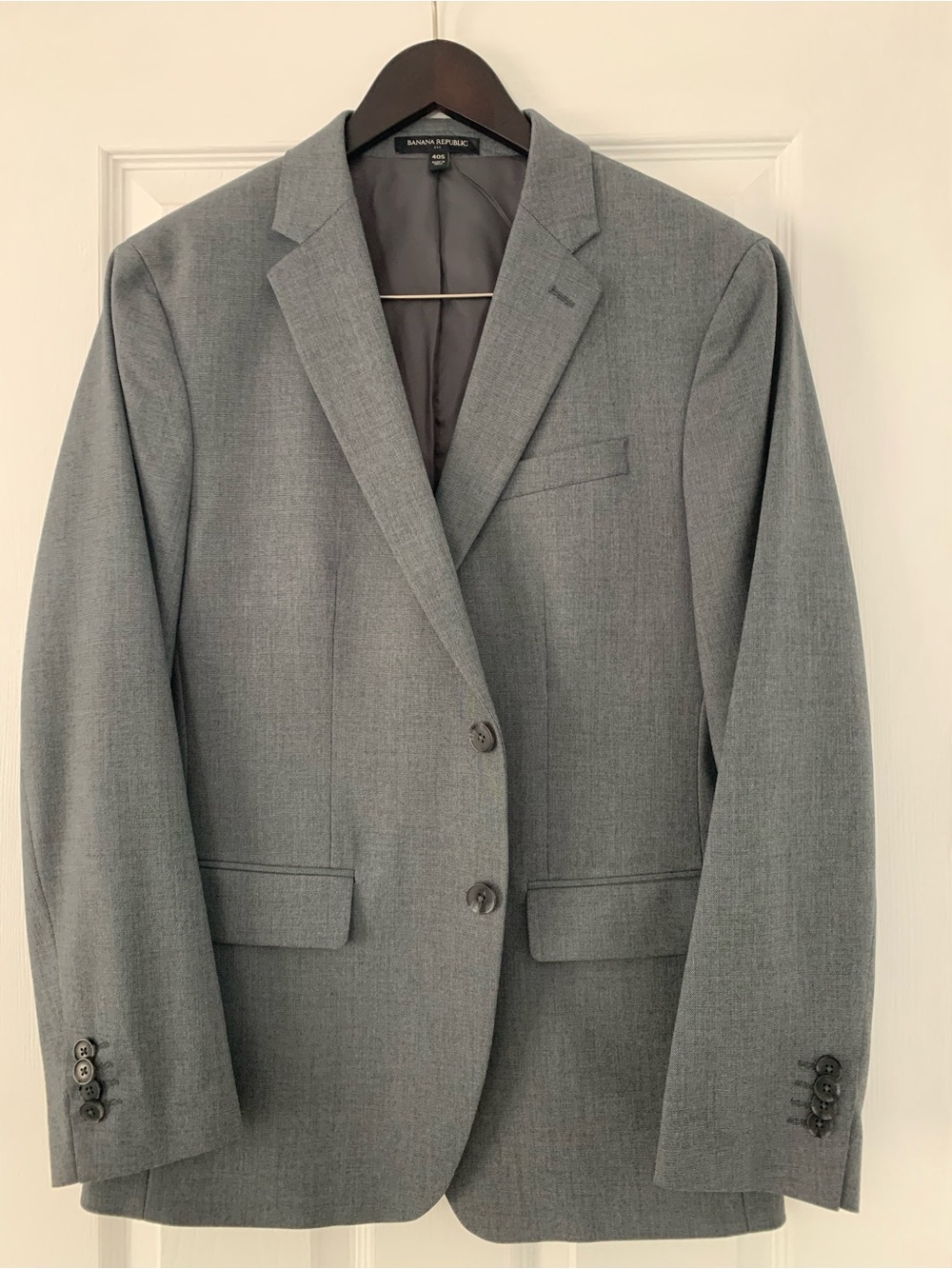 Banana Republic Men's Gray Two-Button Blazer.